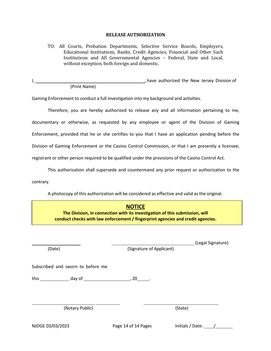 New Jersey Supplemental Form to the Multi-Jurisdictional Personal History Disclosure Form - Casino Qualifiers / Casino Key Employee Qualifiers - New Jersey, Page 15