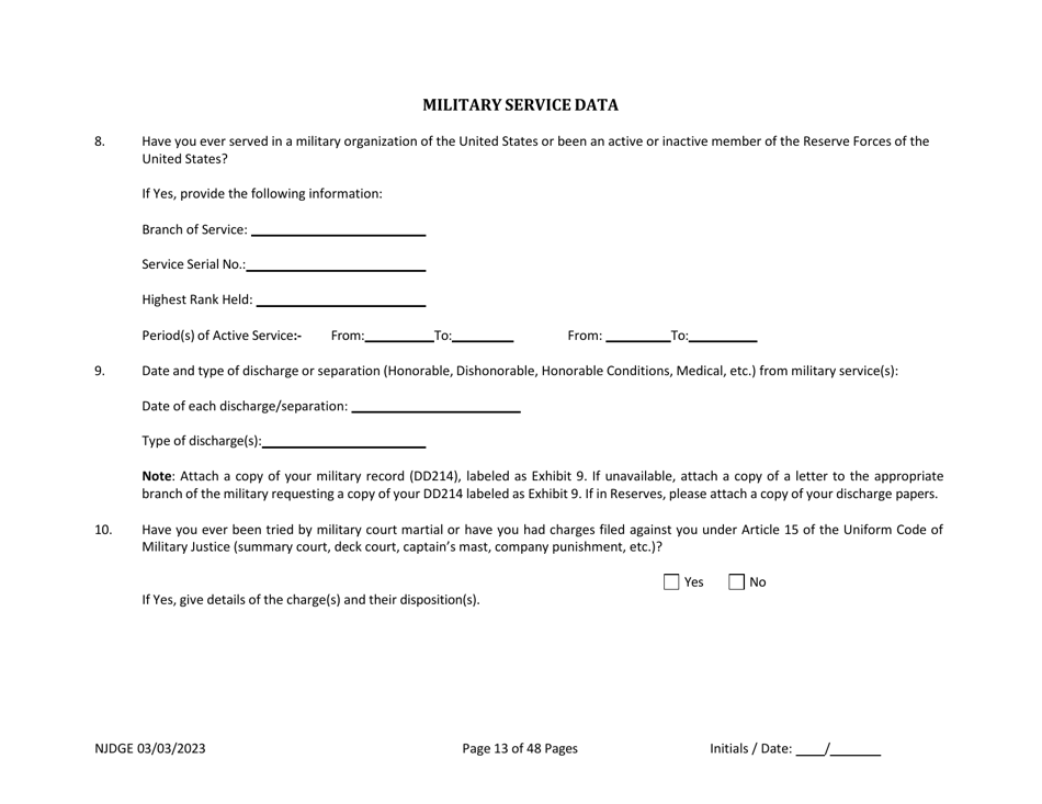 Form 1 Personal History Disclosure Form - Casino Qualifiers - New Jersey, Page 14