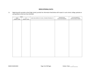 Form 1 Personal History Disclosure Form - Casino Qualifiers - New Jersey, Page 15