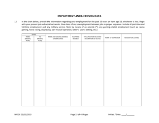Form 1 Personal History Disclosure Form - Casino Qualifiers - New Jersey, Page 16