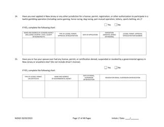 Form 1 Personal History Disclosure Form - Casino Qualifiers - New Jersey, Page 18