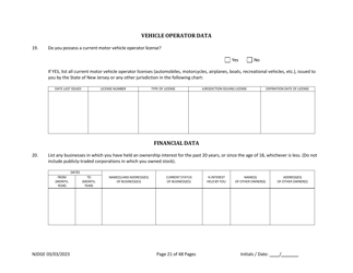 Form 1 Personal History Disclosure Form - Casino Qualifiers - New Jersey, Page 22