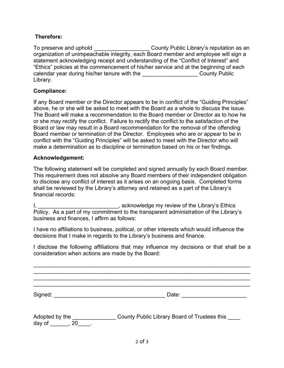 Board of Trustees and Library Employee Ethics Policy - Kentucky, Page 2