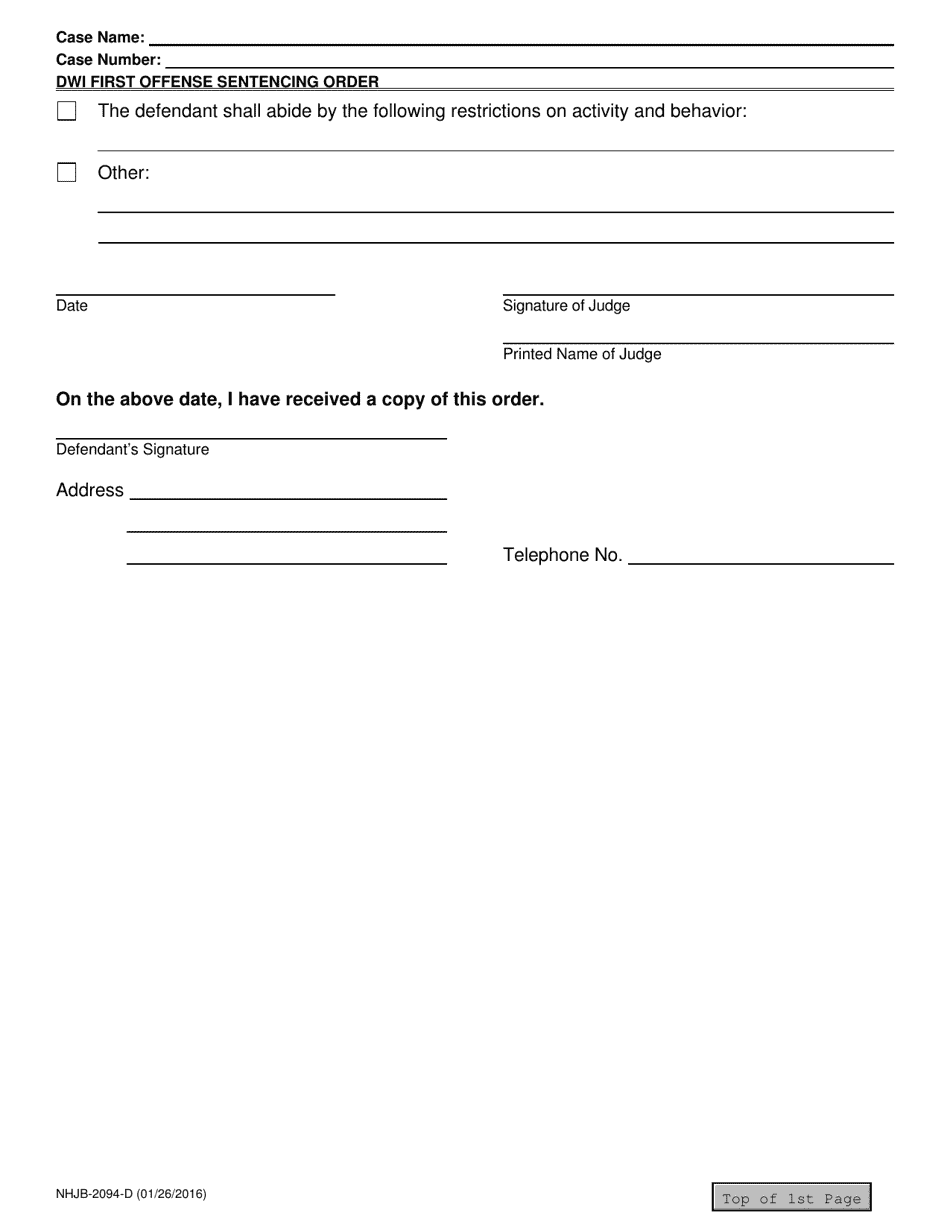 Form NHJB-2094-D Dwi First Offense Sentencing Order - New Hampshire, Page 4