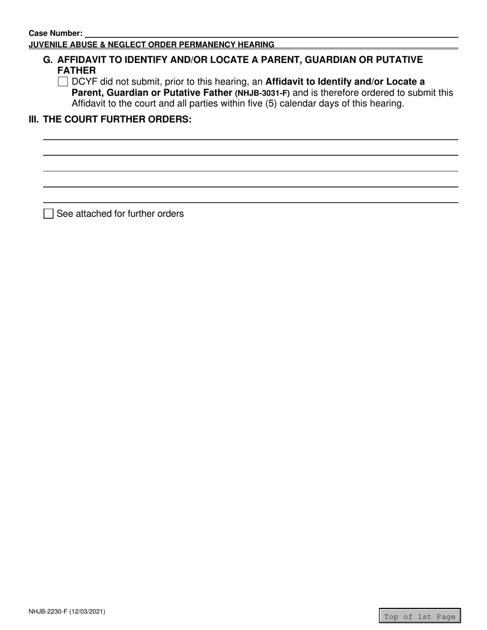Form NHJB-2230-F Juvenile Abuse / Neglect Order - New Hampshire, Page 10