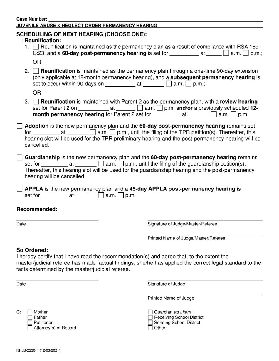 Form NHJB-2230-F Juvenile Abuse / Neglect Order - New Hampshire, Page 11