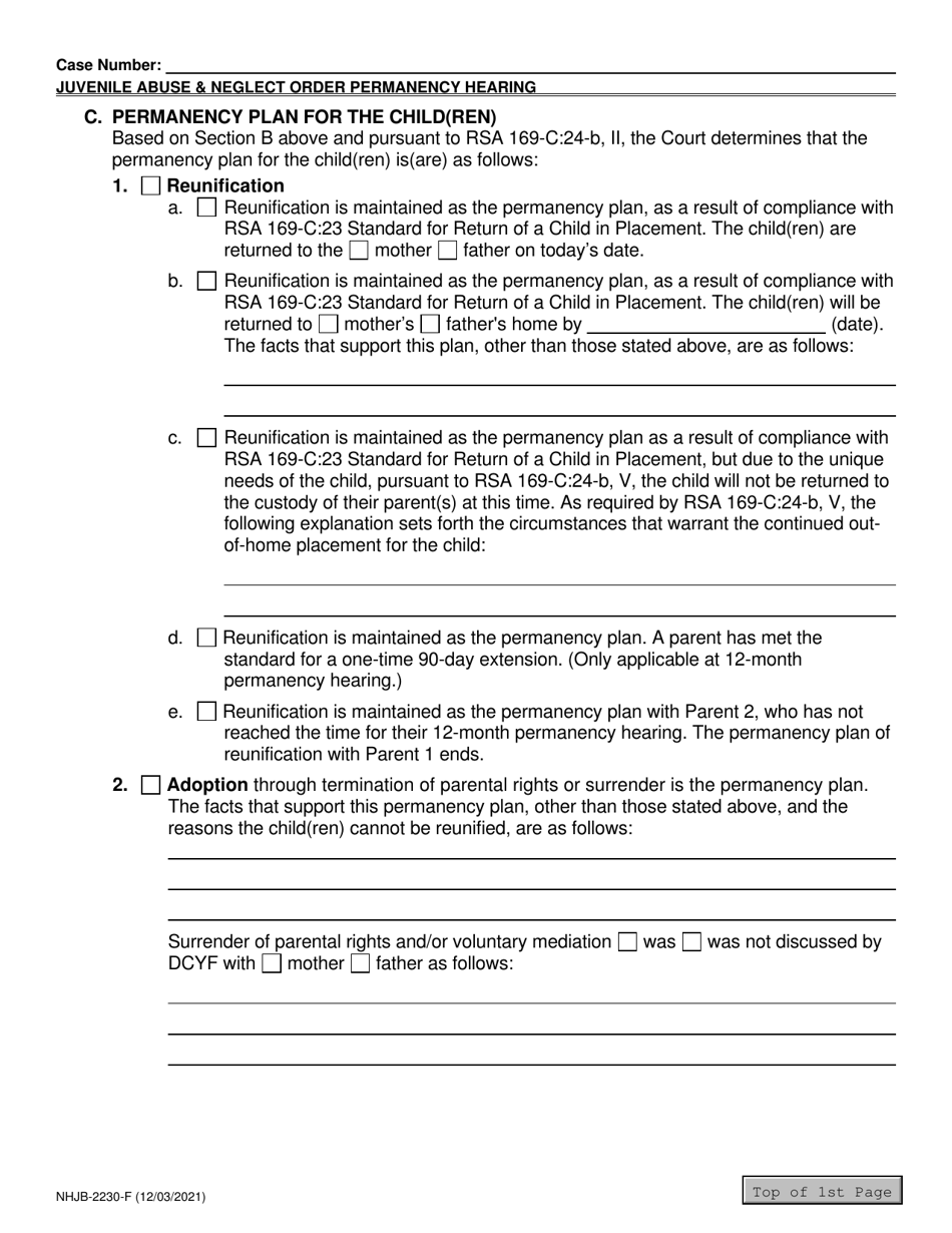 Form NHJB-2230-F Juvenile Abuse / Neglect Order - New Hampshire, Page 5