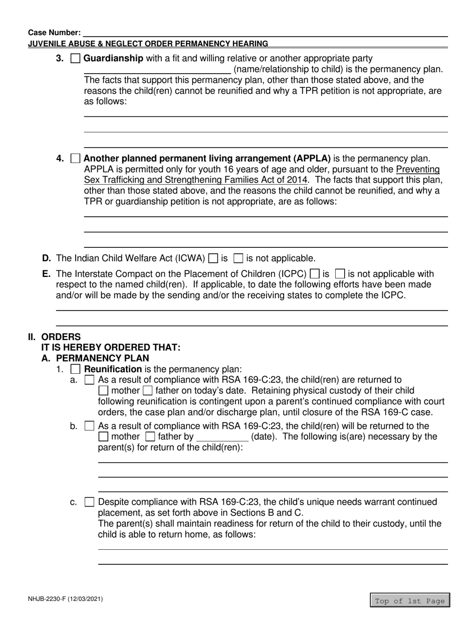 Form NHJB-2230-F Juvenile Abuse / Neglect Order - New Hampshire, Page 6