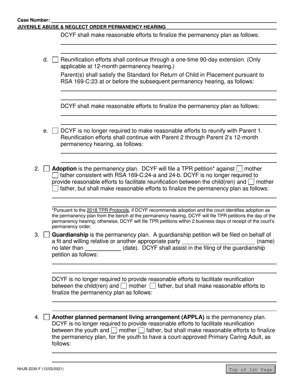 Form NHJB-2230-F Juvenile Abuse / Neglect Order - New Hampshire, Page 7