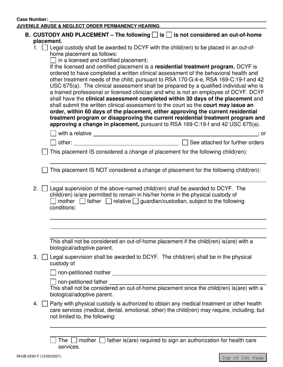 Form NHJB-2230-F Juvenile Abuse / Neglect Order - New Hampshire, Page 8