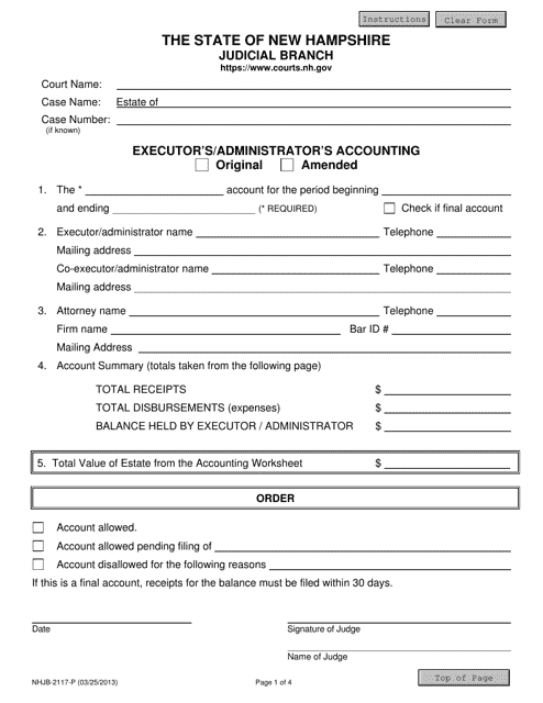 Form NHJB-2117-P Executor's/Administrator's Accounting - New Hampshire