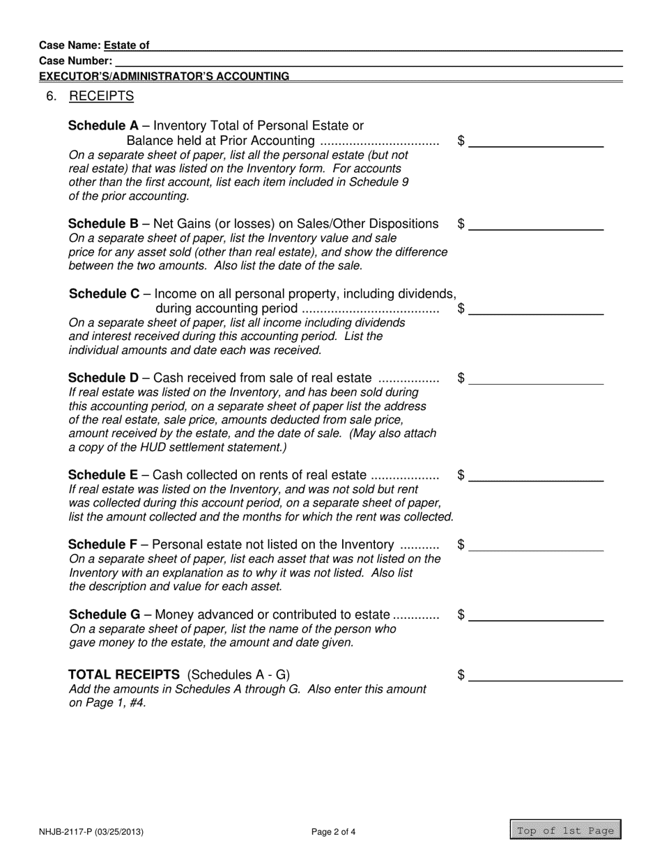 Form NHJB-2117-P Executors / Administrators Accounting - New Hampshire, Page 2
