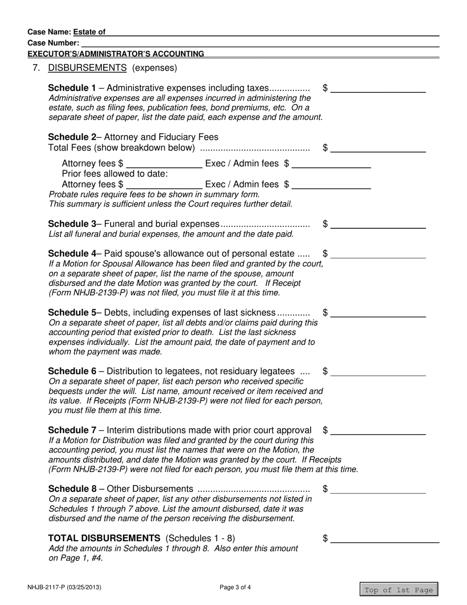 Form NHJB-2117-P Executors / Administrators Accounting - New Hampshire, Page 3