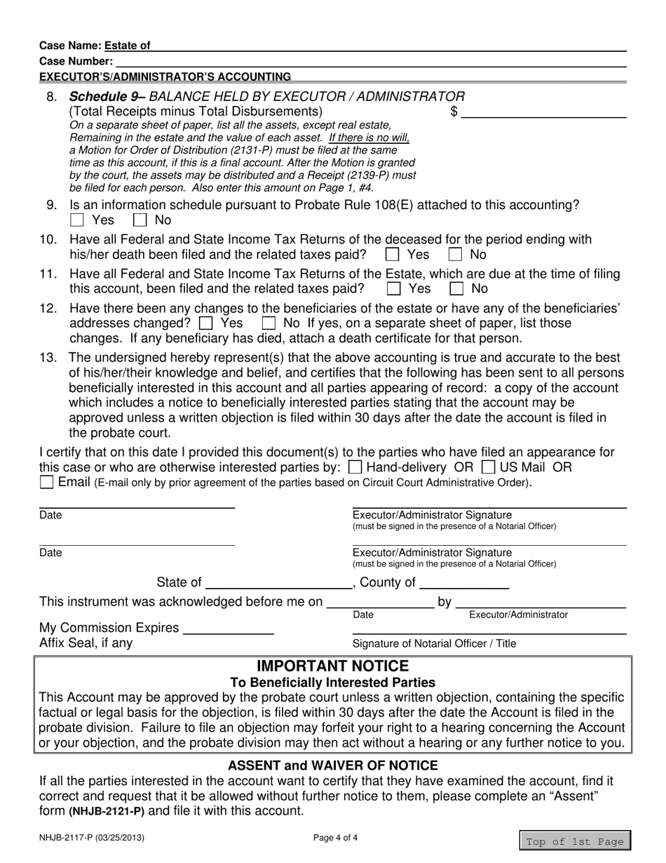 Form NHJB-2117-P Executors / Administrators Accounting - New Hampshire, Page 4