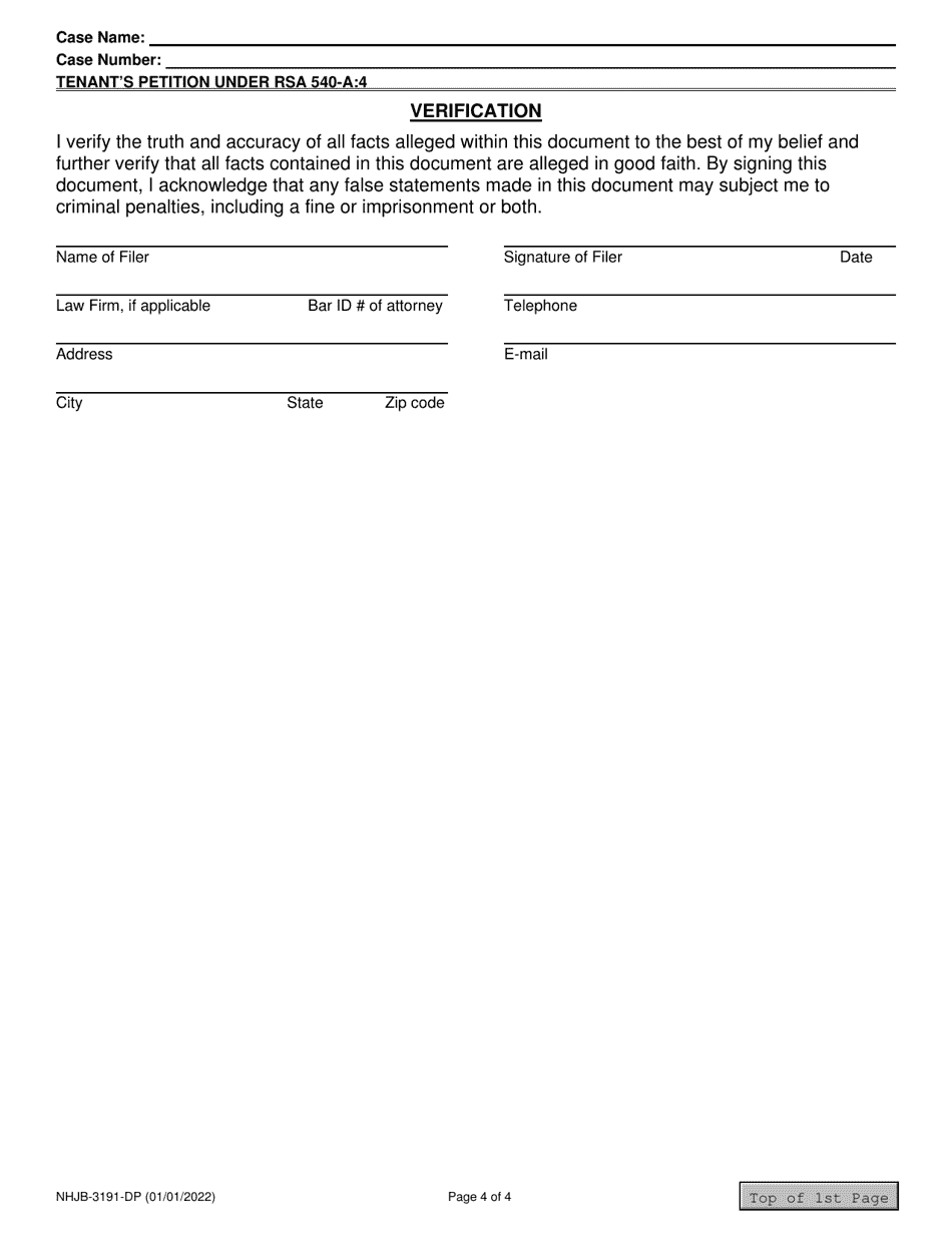 Form NHJB-3191-DP Tenants Petition Under Rsa 540-a:4 - New Hampshire, Page 4