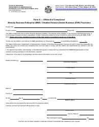 Document preview: Form A (DOA-4266) Affidavit of Compliance - Minority Business Enterprise (Mbe)/Disabled Veteran-Owned Business (Dvb) Provisions - Wisconsin