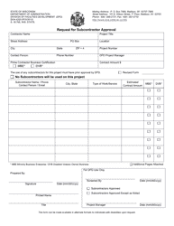 Document preview: Form DOA-4225 Request for Subcontractor Approval - Wisconsin