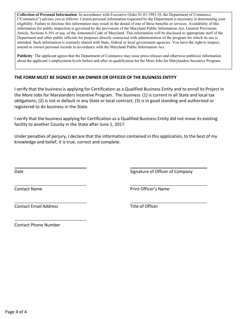 More Jobs for Marylanders Project Enrollment Application - Maryland, Page 4