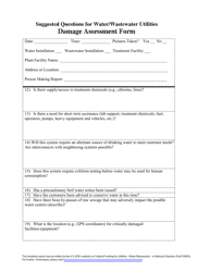 Suggested Questions for Water/Wastewater Utilities Damage Assessment Form, Page 3