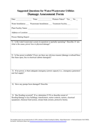 Document preview: Suggested Questions for Water/Wastewater Utilities Damage Assessment Form