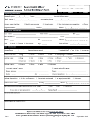 Document preview: Town Health Officer Animal Bite Report Form - Vermont