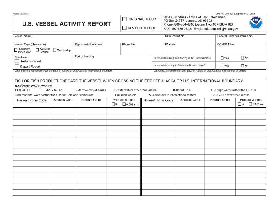 U.S. Vessel Activity Report, Page 1