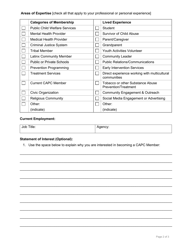 Child Abuse Prevention Council Nominating Form - Inyo County, California, Page 2