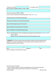 VDH Form L104 Permit Application for Lead Abatement Project - Vermont, Page 2