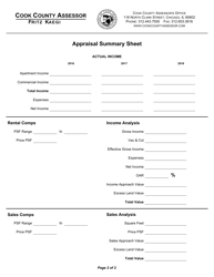 Appraisal Summary Sheet - Cook County, Illinois, Page 2