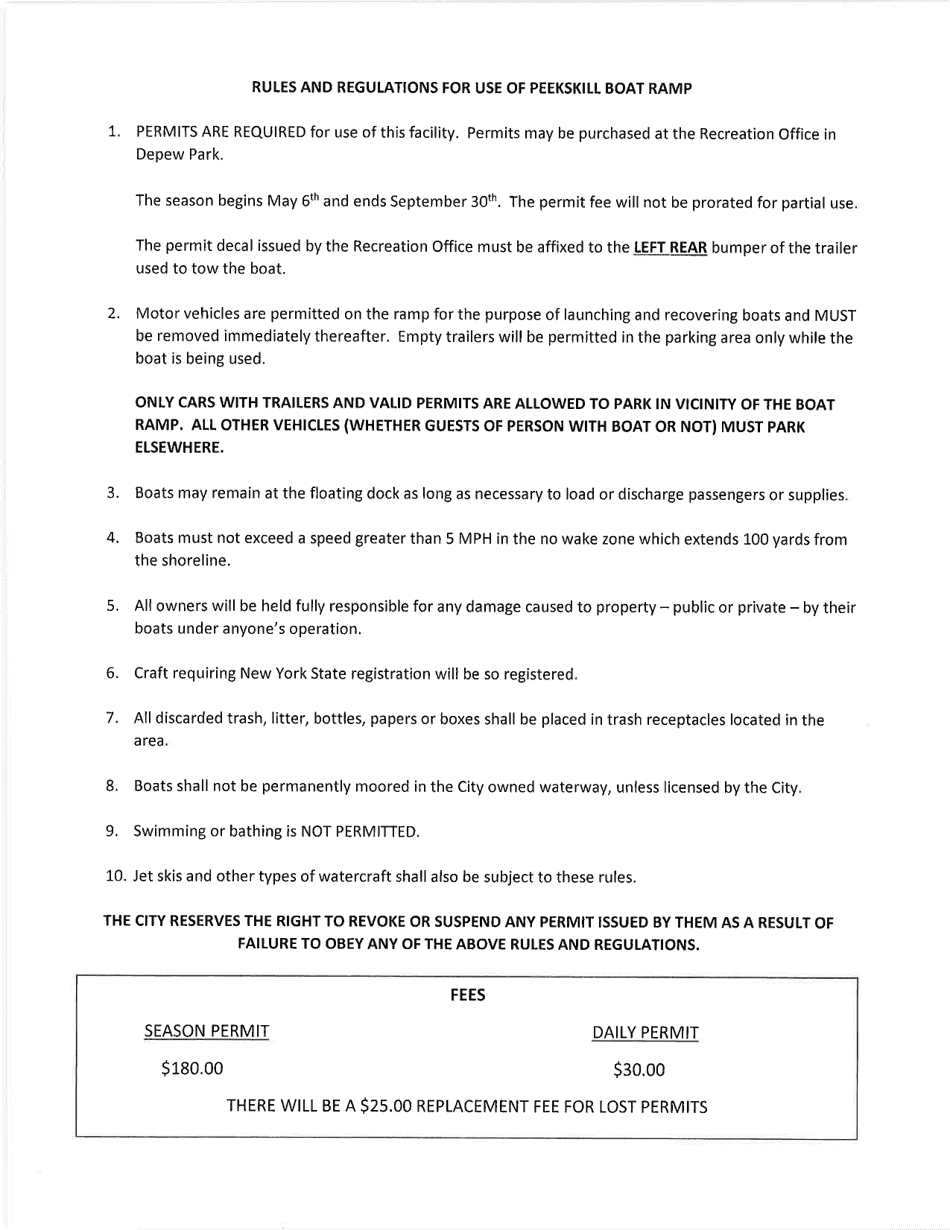 Application for Use of Boat Ramp - City of Peekskill, New York, Page 2