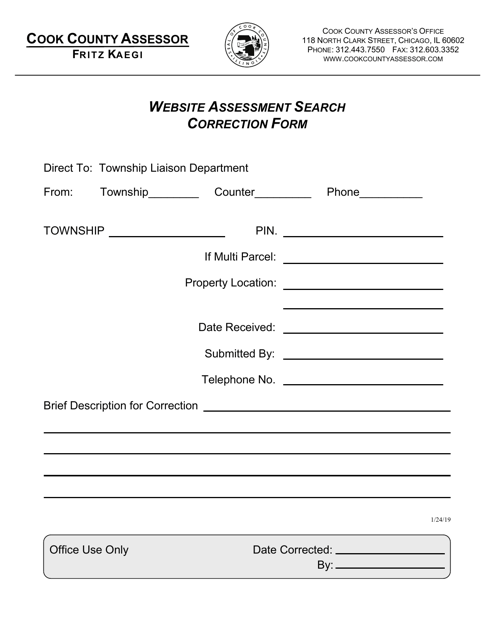 Website Assessment Search Correction Form - Cook County, Illinois Download Pdf