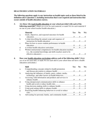 School Health Profiles Lead Health Education Teacher Questionnaire - Vermont, Page 3