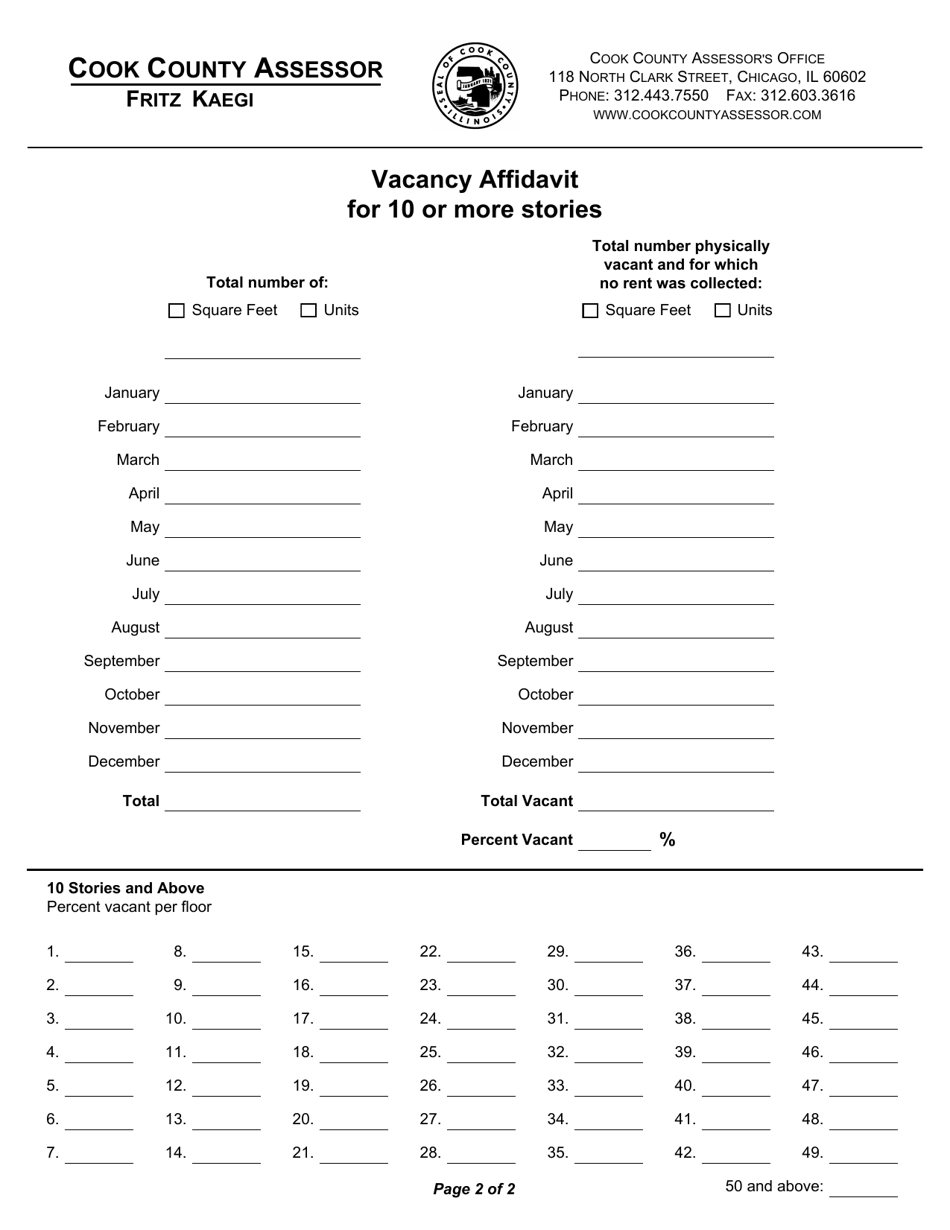 Vacancy Affidavit for 10 or More Stories - Cook County, Illinois, Page 2