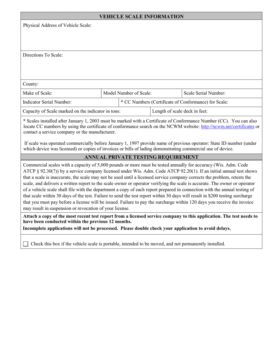 Form TR-WM-55 Vehicle Scale Operator License Application - Wisconsin, Page 2