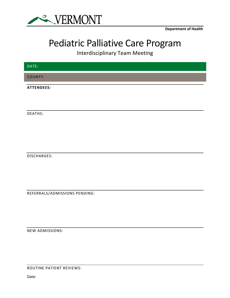 Interdisciplinary Team Meeting - Pediatric Palliative Care Program - Vermont, Page 1