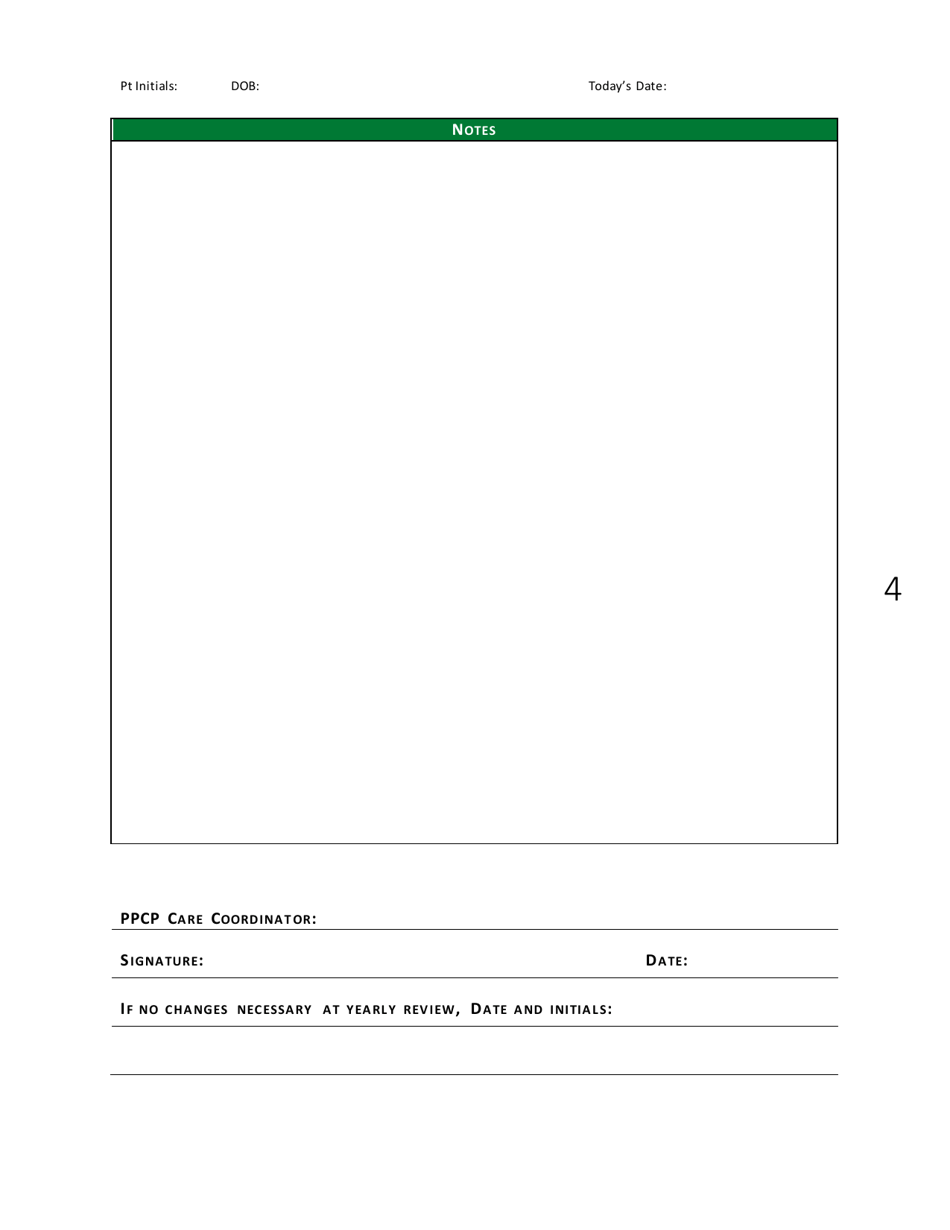 Plan of Care - Pediatric Palliative Care Program - Vermont, Page 4