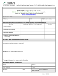 Document preview: Pediatric Palliative Care Program (Ppcp) Additional Services Request Form - Vermont