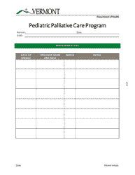 Document preview: Bereavement Log - Pediatric Palliative Care Program - Vermont
