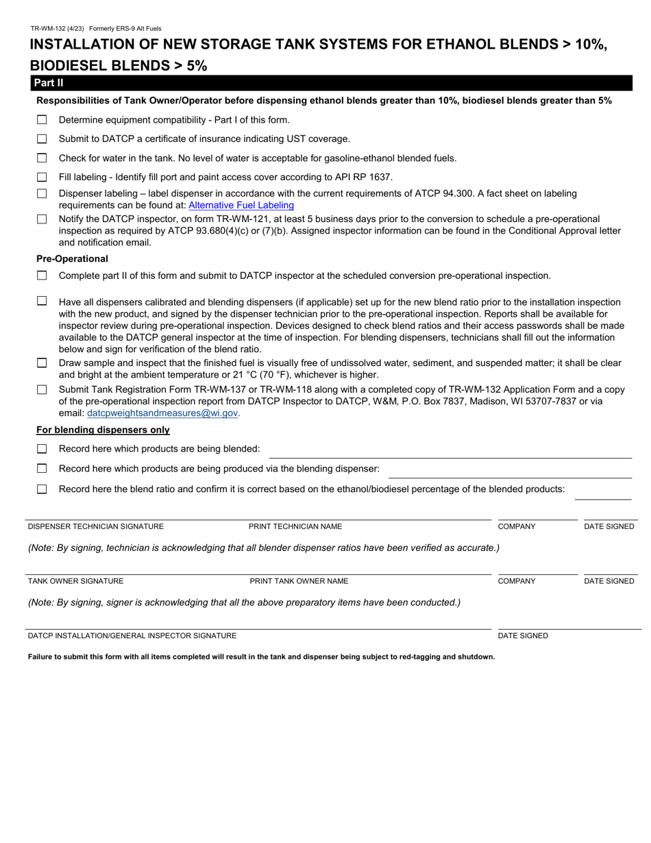 Form TR-WM-132 Alternative Fuel / Additive Storage Tank System and / or Dispenser Installation / Conversion Application - Wisconsin, Page 3