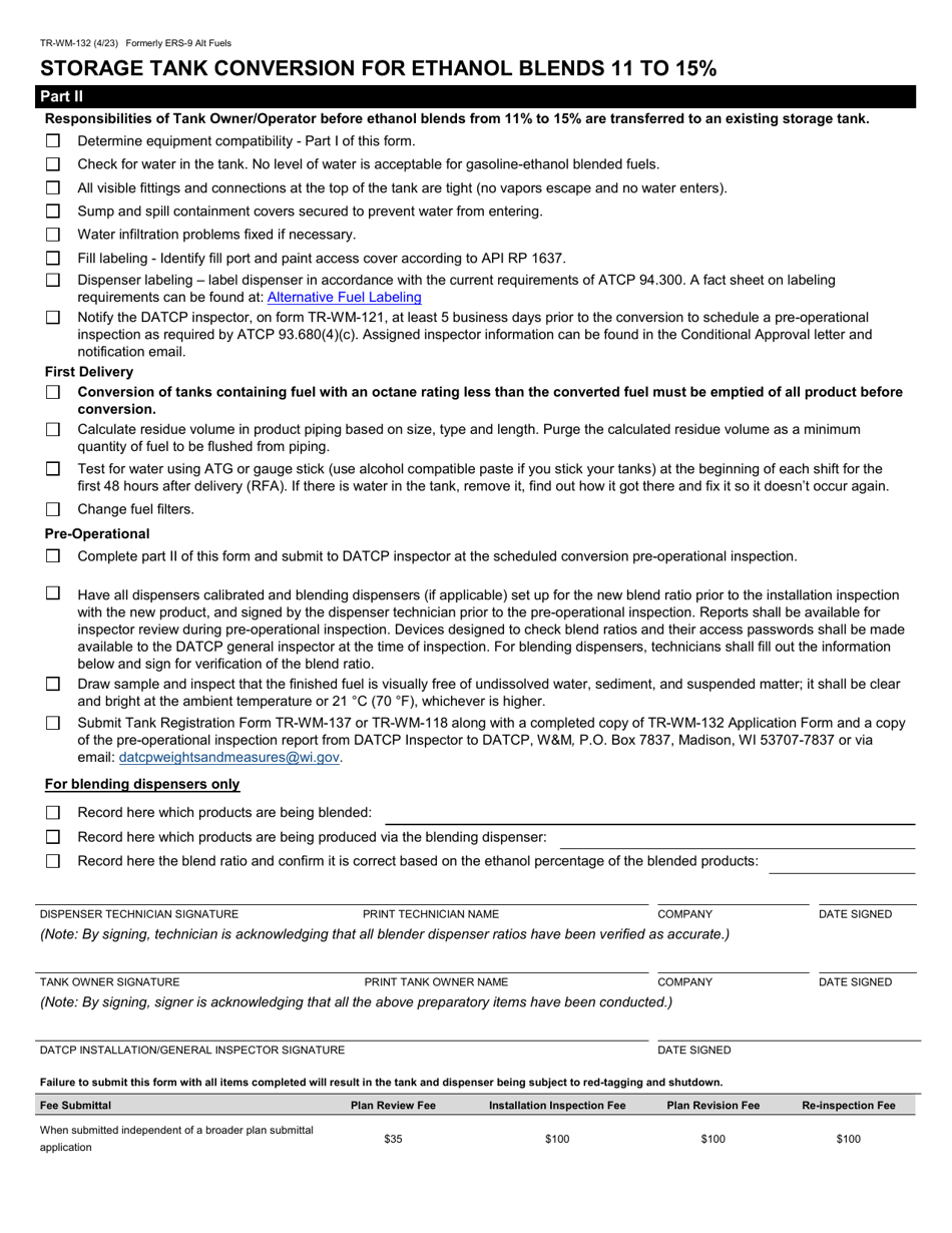 Form TR-WM-132 Alternative Fuel / Additive Storage Tank System and / or Dispenser Installation / Conversion Application - Wisconsin, Page 4