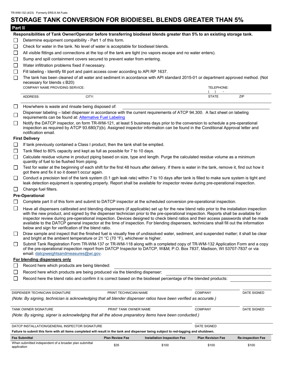 Form TR-WM-132 Alternative Fuel / Additive Storage Tank System and / or Dispenser Installation / Conversion Application - Wisconsin, Page 6