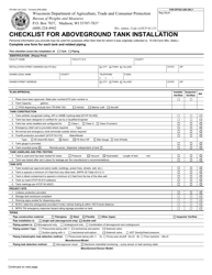 Document preview: Form TR-WM-120 Checklist for Aboveground Tank Installation - Wisconsin