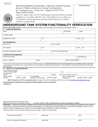 Form TR-WM-139 Underground Tank System Functionality Verification - Wisconsin