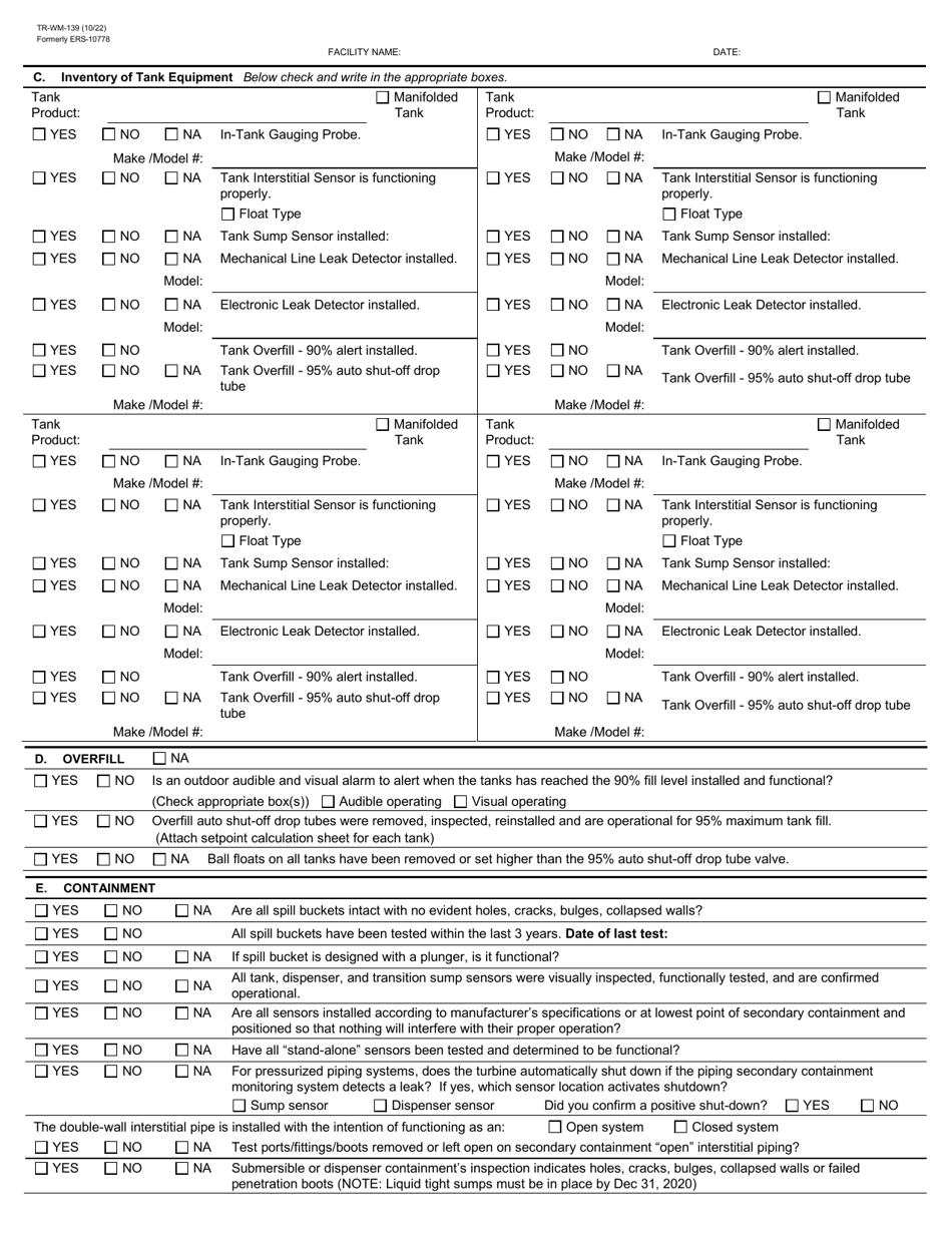 Form TR-WM-139 Underground Tank System Functionality Verification - Wisconsin, Page 2