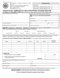 Document preview: Form DARM-BACM-029 Annual License Application for Sale or Distribution of Liming Materials - Wisconsin, 2023