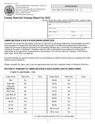 Form DARM-BACM-030 Liming Materials Tonnage Report - Wisconsin