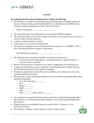 Application for Approval to Perform Workplace Urine Drug Testing - Vermont, Page 2