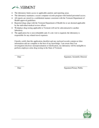 Application for Approval to Perform Workplace Urine Drug Testing - Vermont, Page 3