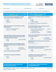 Document preview: Oral Health Risk Assessment for Parents and Caregivers of Children 6 Months to 3 Years Old - Vermont (French)