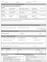 Vermont DNR/Colst - Clinician Orders for DNR/Cpr &amp; Other Life Sustaining Treatment - Vermont, Page 2